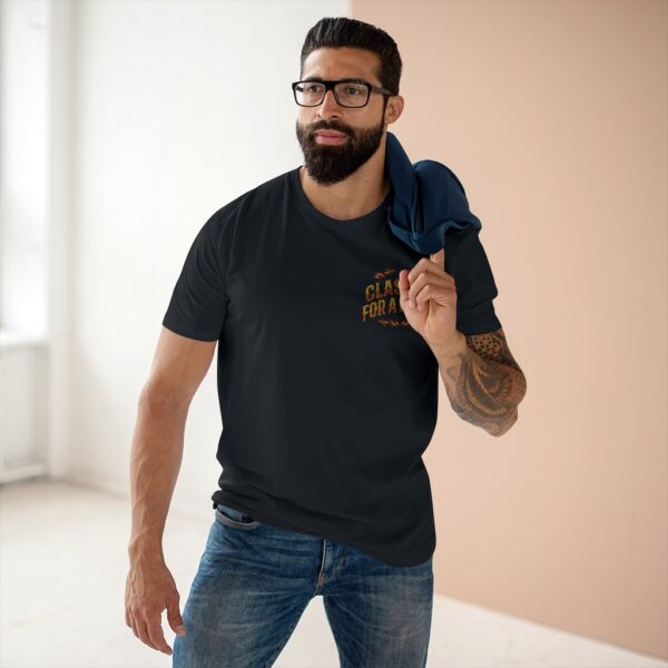 Man with glasses wearing black Classics for a Cause t-shirt